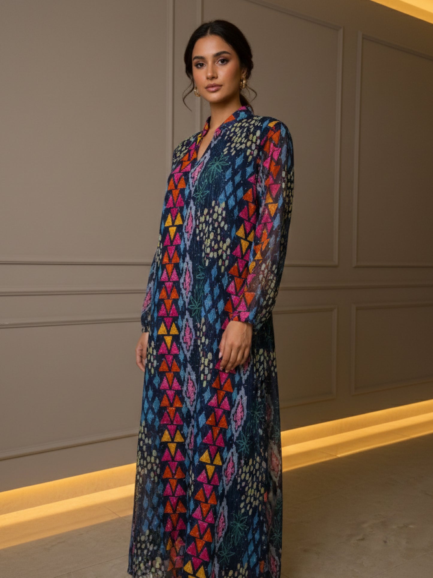 ZY-040 نقش هندسي متعدد الألوان