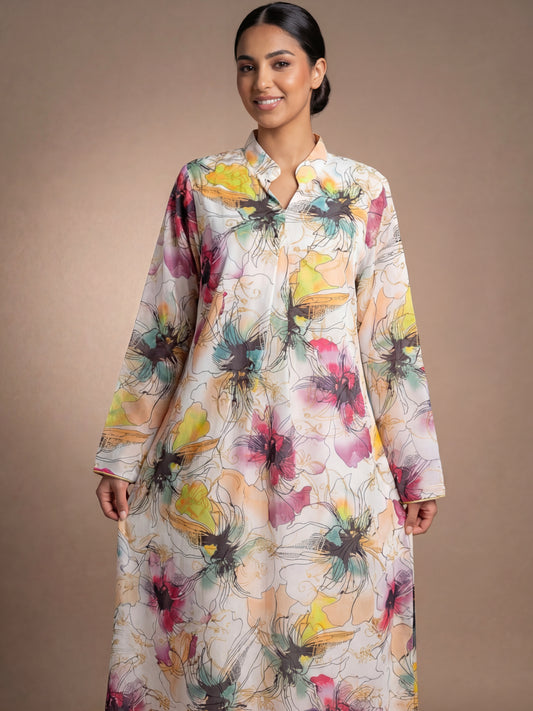 ZY-062 Vivid Bloom Multi-Color Jalabiya