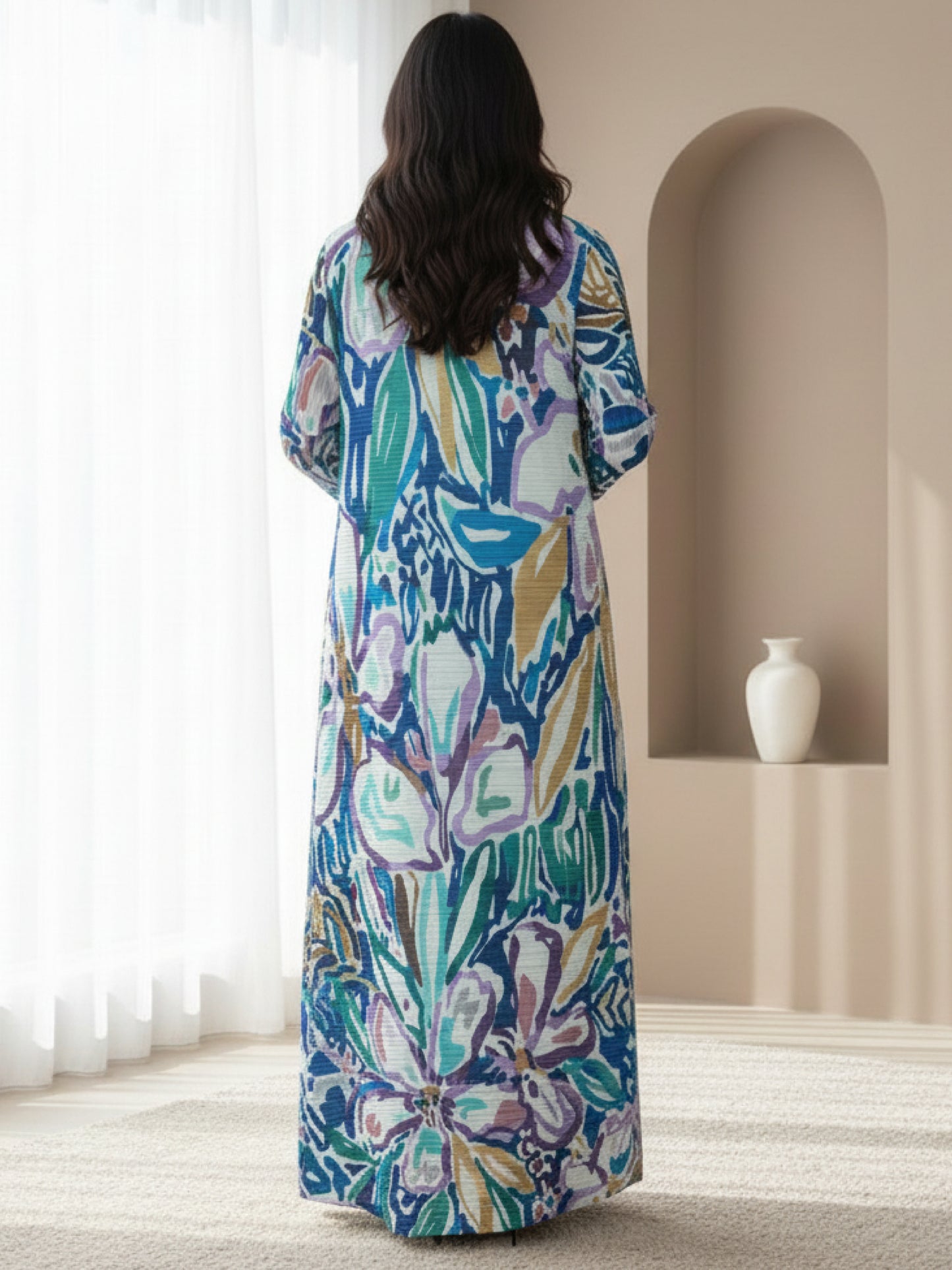 Abaya ZY-027 Ocean Bloom Pattern
