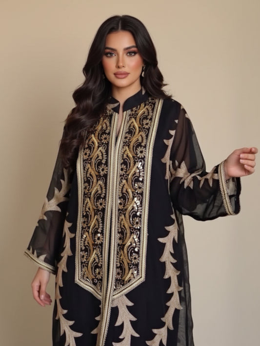 Black with Gold Embroidery