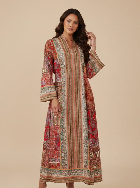 ZY-037 Red Multi Heritage Pattern