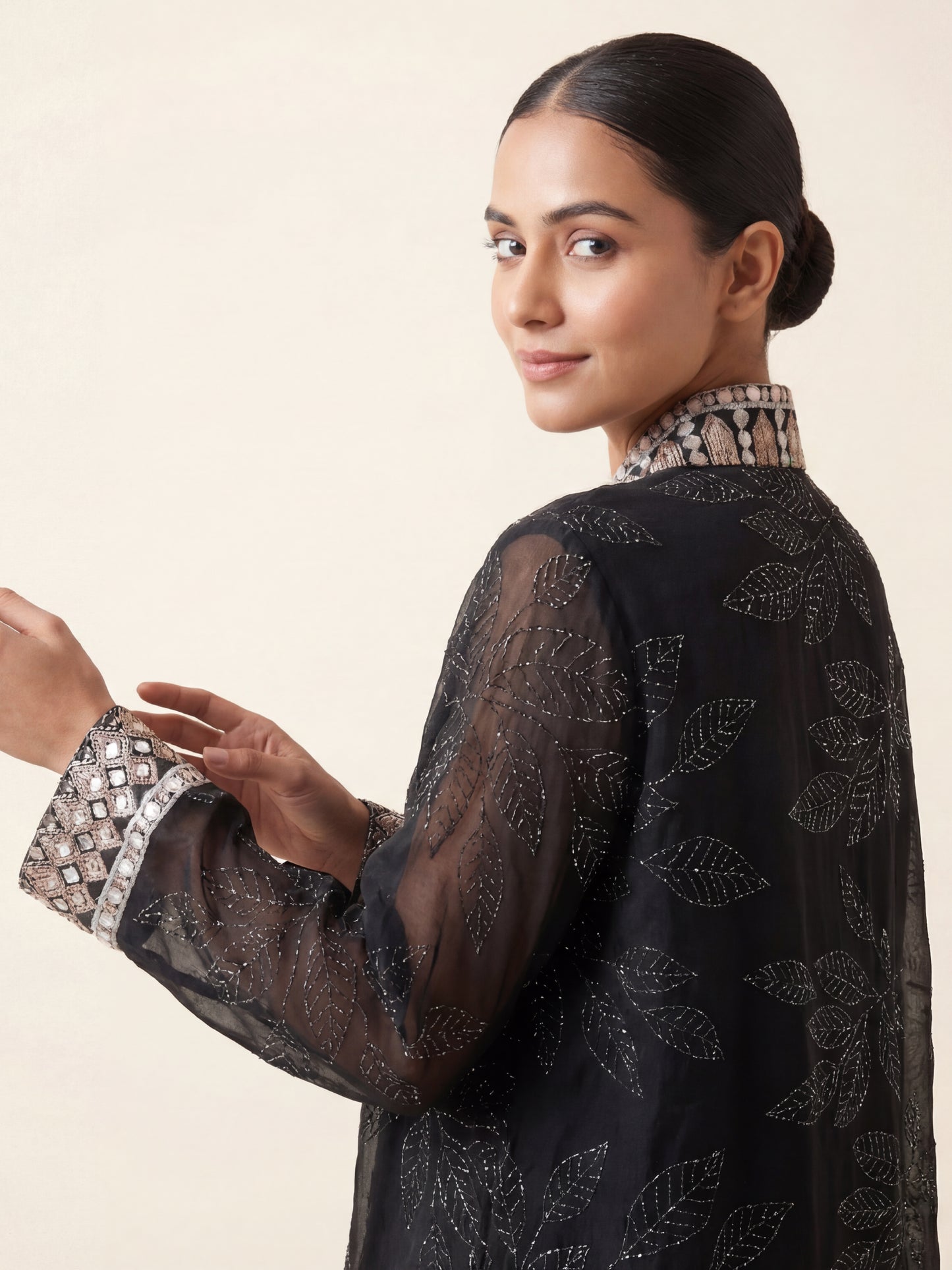 ZY-043 black Embroidered Panel