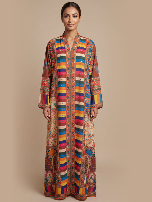 ZY-054Multi-Color Artistic Print Jalabiya