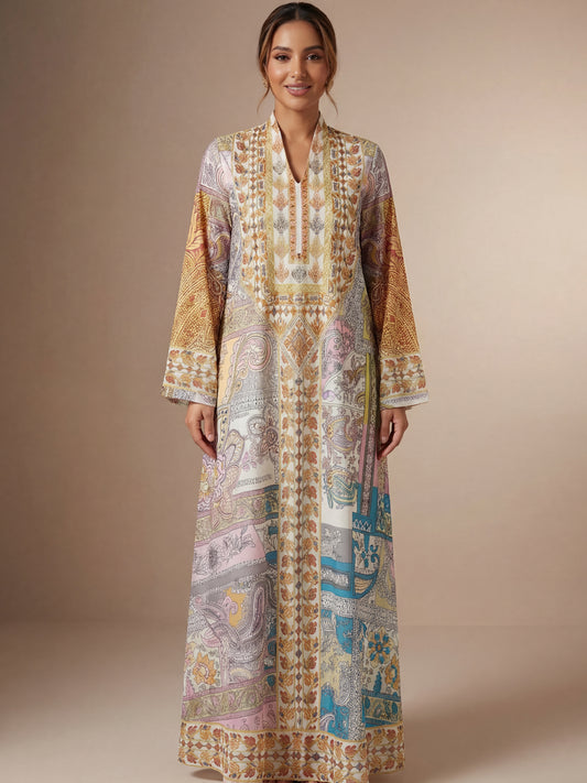 ZY-055 Pastel Luxe Printed Jalabiya
