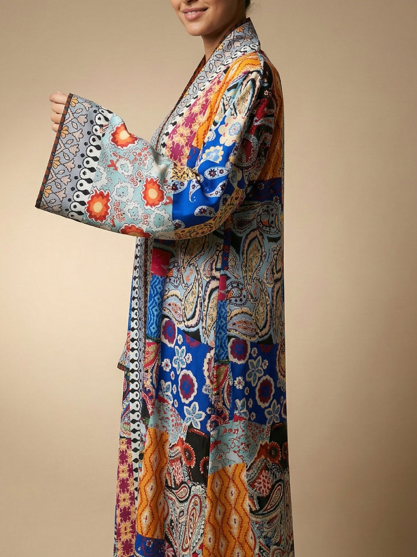 ZY-063 جلابية متعددة الألوان بتصميم باتشورك 