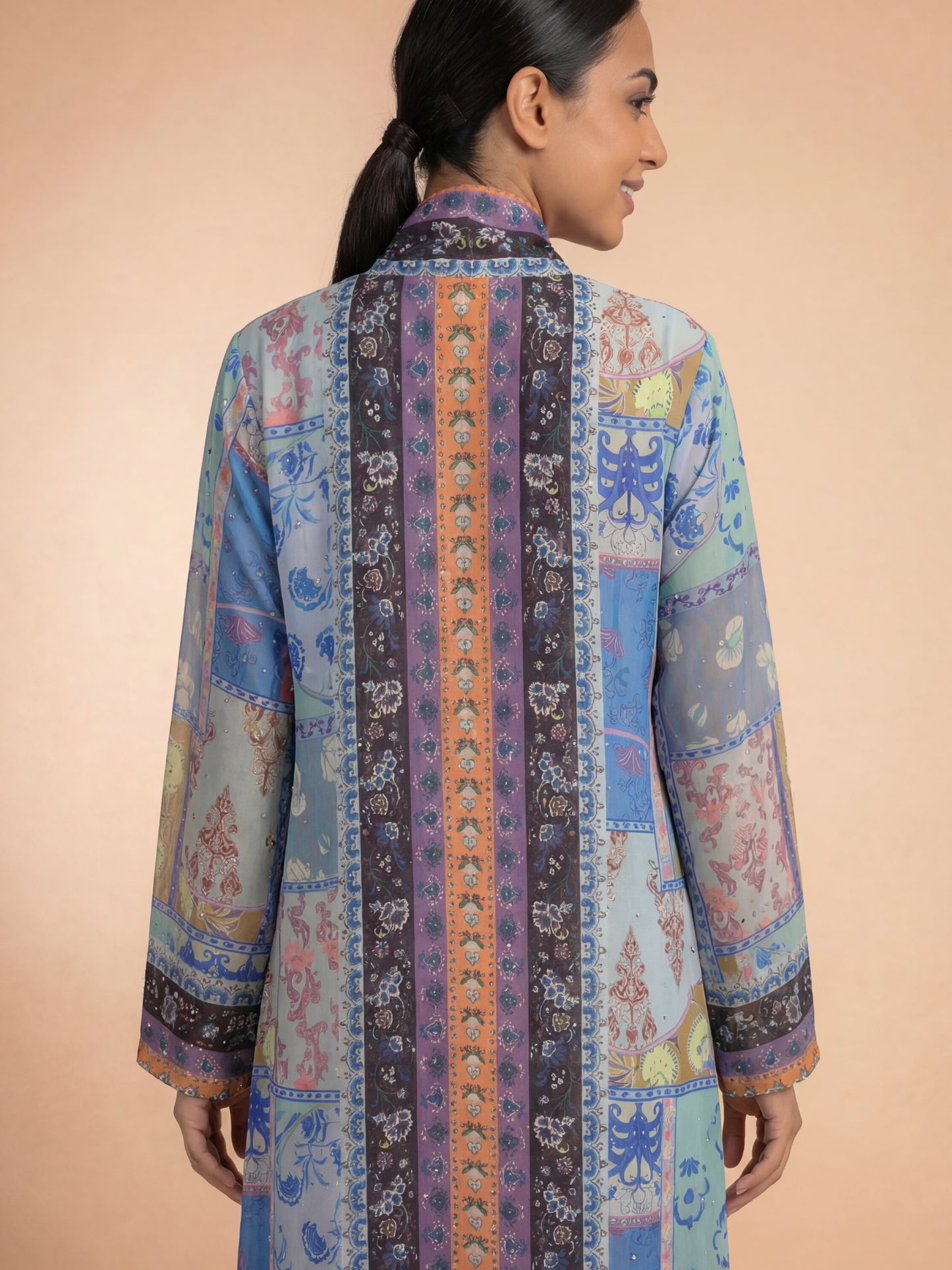 ZY-064 Azure Mosaic Multi-Print Jalabiya