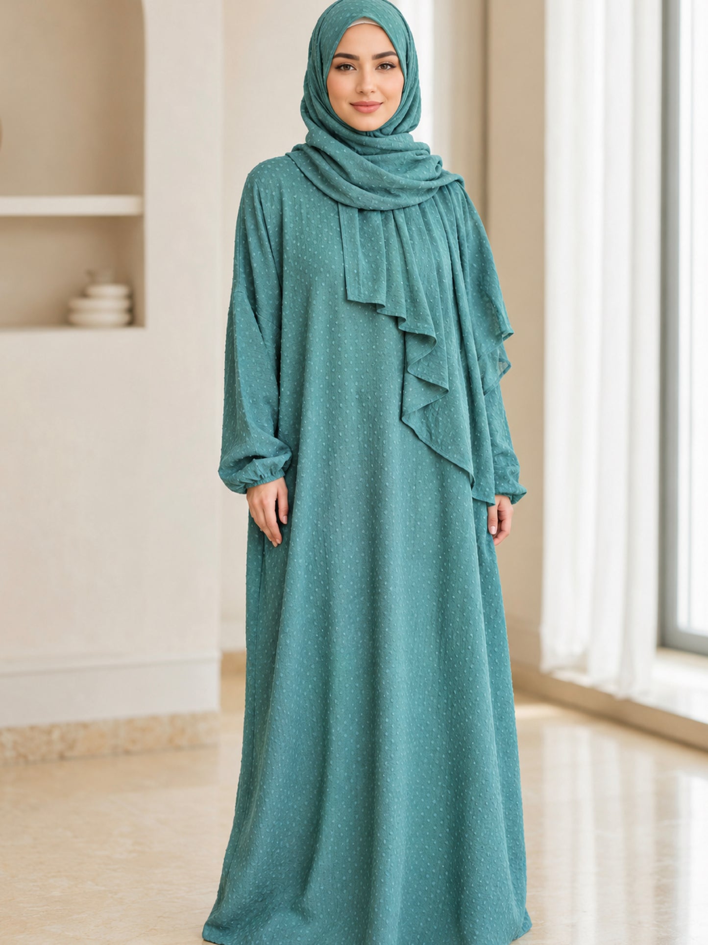 ZY-106 Sage Green Prayer Abaya