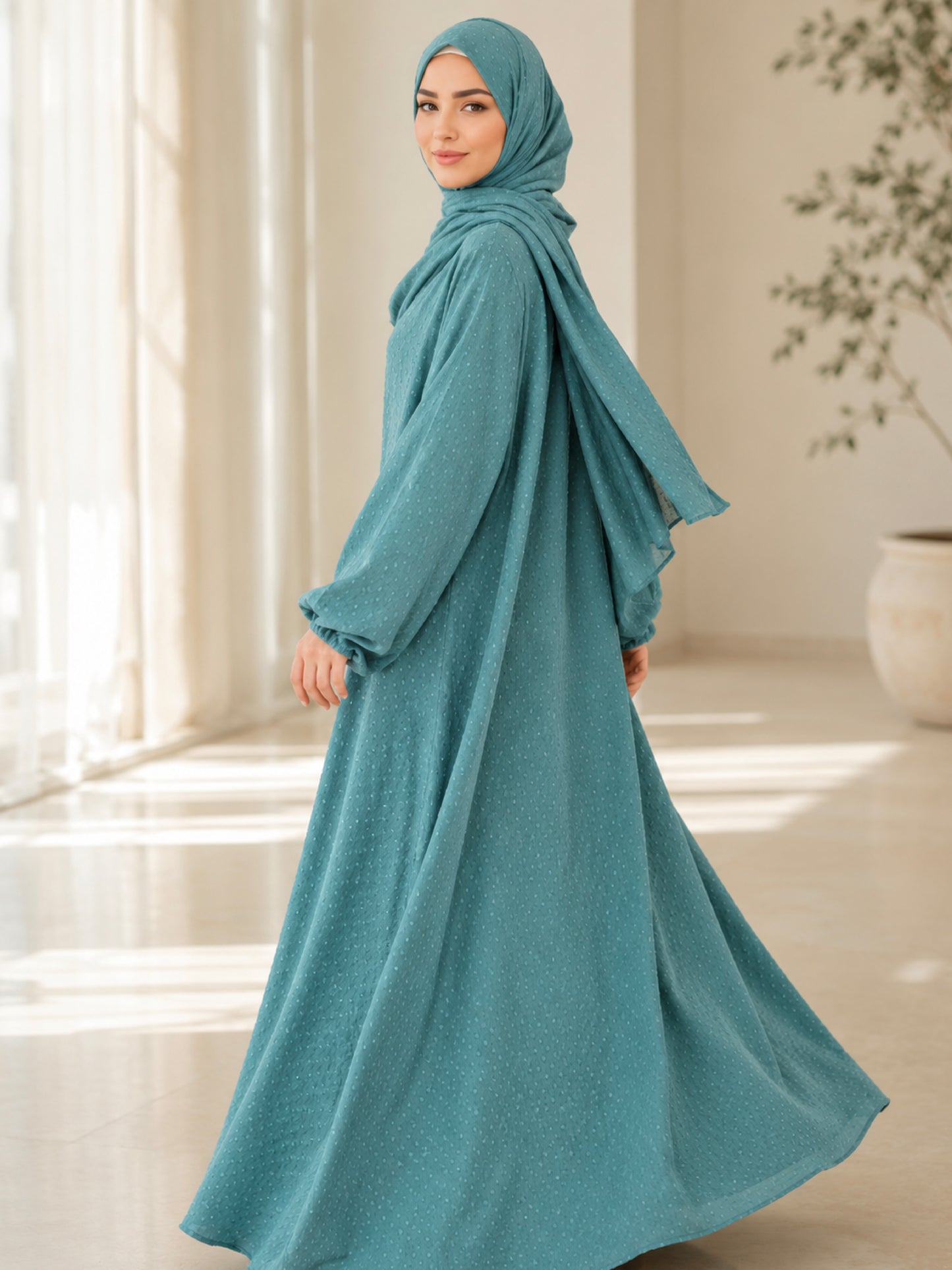 ZY-106 Sage Green Prayer Abaya